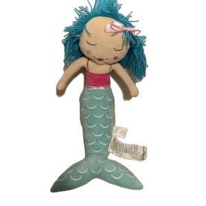 Your Zone Mermaid Plush Doll Stuffed Yarn Hair Blue Pink